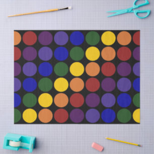 Rainbow Polka Dots auf schwarzem Gewebe Seidenpapier