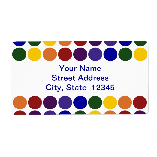 Rainbow Polka Dots auf weißem Etikett (Vorne)