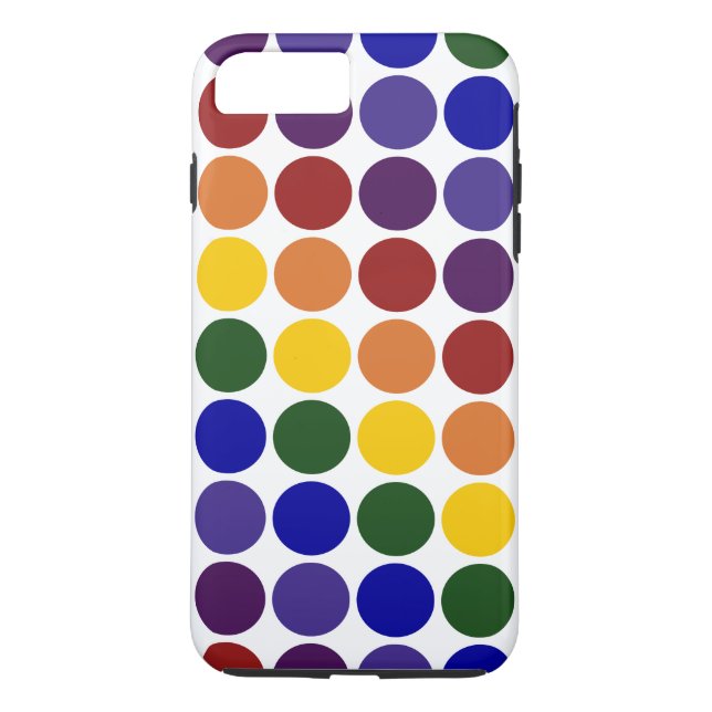 Rainbow Polka Dots auf White iPhone 8/7 Plus Case (Rückseite)