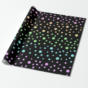 Rainbow Polka Dots Black Geschenkpapier