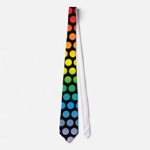 Rainbow Polka Dots Black Krawatte
