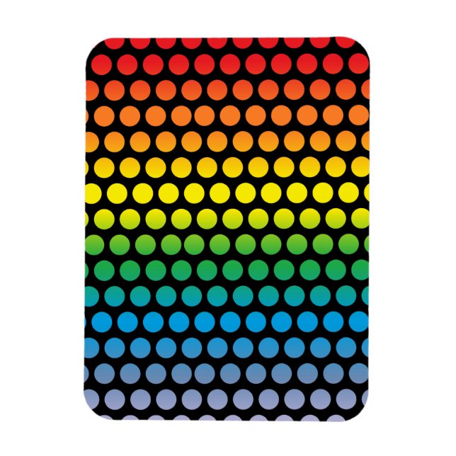 Rainbow Polka Dots Black Magnet (Vertikal)