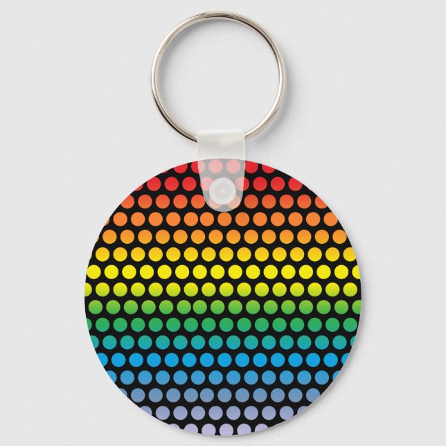 Rainbow Polka Dots Black Schlüsselanhänger (Vorderseite)