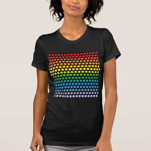 Rainbow Polka Dots Black T-Shirt (Vorderseite)