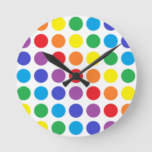 Rainbow Polka Dots Clock Runde Wanduhr