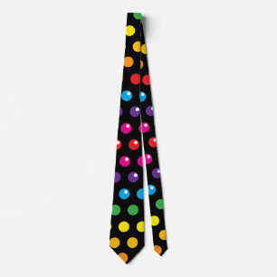 Rainbow Polka Dots Clown Funny Black Neck Tie Krawatte
