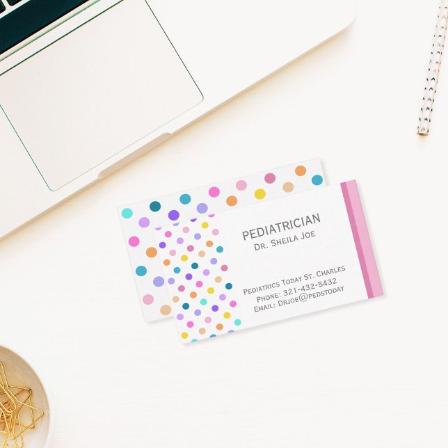 Rainbow Polka Dots Colorful Business Card Visitenkarte (Von Creator hochgeladen)