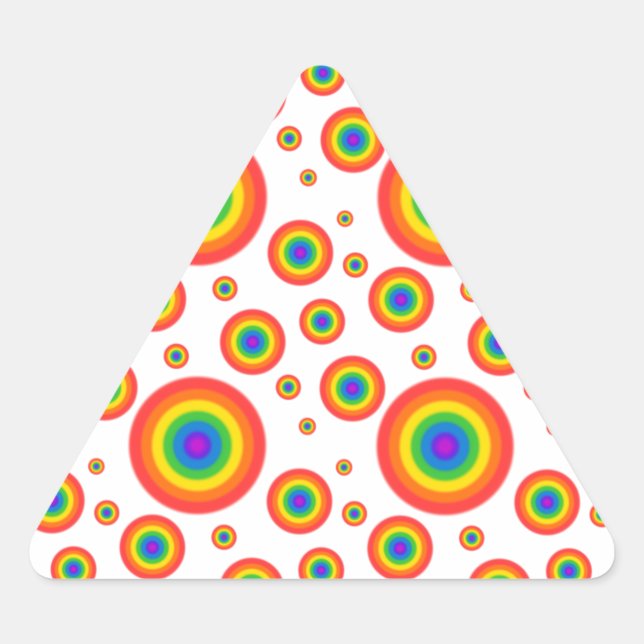 Rainbow Polka Dots Dreieckiger Aufkleber (Vorderseite)