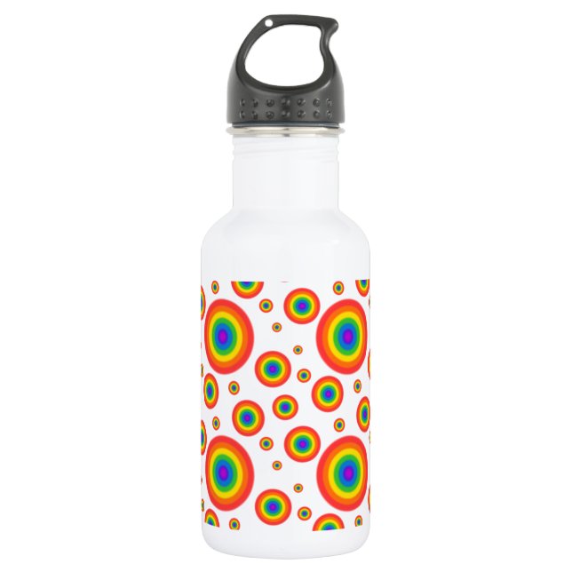 Rainbow Polka Dots Edelstahlflasche (Vorderseite)