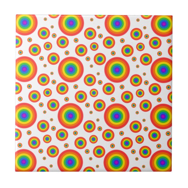 Rainbow Polka Dots Fliese (Vorderseite)