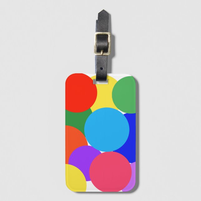 Rainbow Polka Dots Gepäckanhänger (Vorderseite Vertikal)
