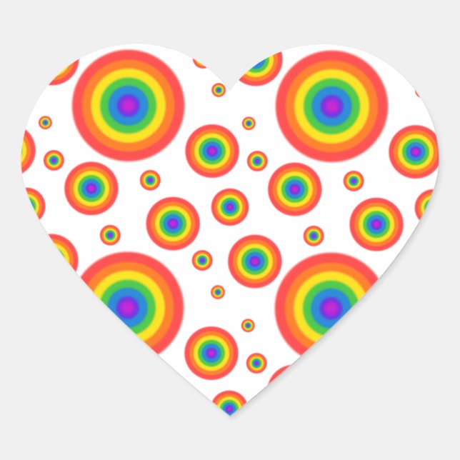 Rainbow Polka Dots Herz-Aufkleber (Vorderseite)