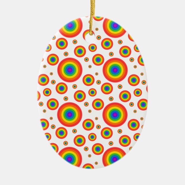 Rainbow Polka Dots Keramikornament (Vorne)
