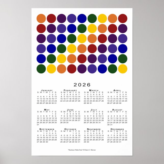 Rainbow Polka Dots LGBTQ Pride 2026 Kalender Poster (Vorne)