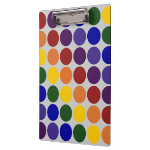 Rainbow Polka Dots on Gray Klemmbrett