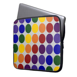 Rainbow Polka Dots on Gray Laptopschutzhülle