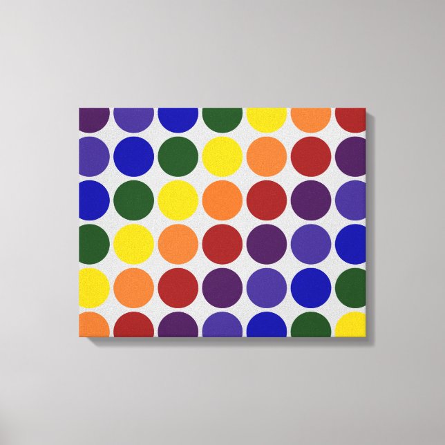 Rainbow Polka Dots on Gray Leinwanddruck (Vorderseite)