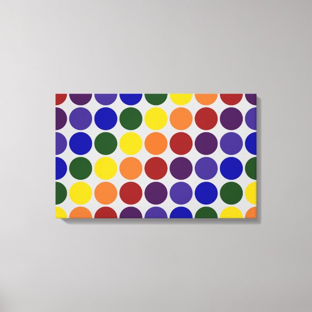 Rainbow Polka Dots on Gray Leinwanddruck (Vorderseite)