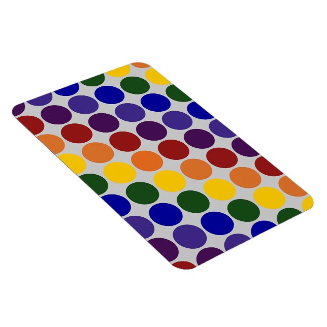 Rainbow Polka Dots on Gray Magnet (Rechte Seite)