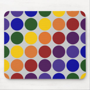 Rainbow Polka Dots on Gray Mouse Pad Mousepad