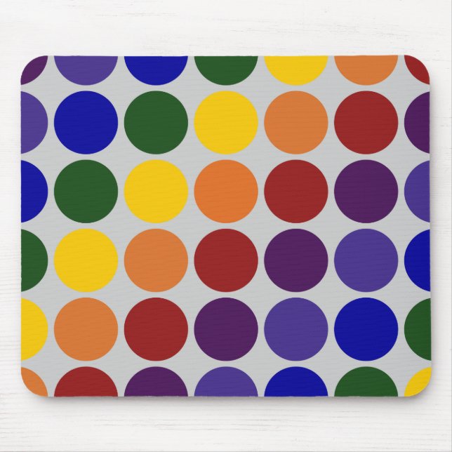 Rainbow Polka Dots on Gray Mouse Pad Mousepad (Vorne)