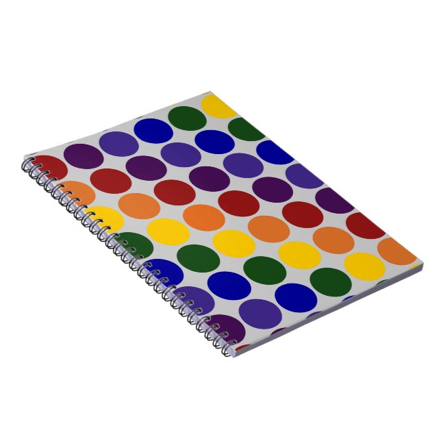Rainbow Polka Dots on Gray Notizblock (Rechte Seite)
