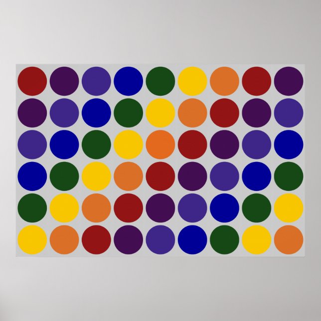 Rainbow Polka Dots on Gray Poster (Vorne)