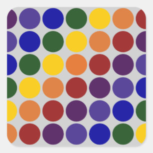 Rainbow Polka Dots on Gray Quadratischer Aufkleber