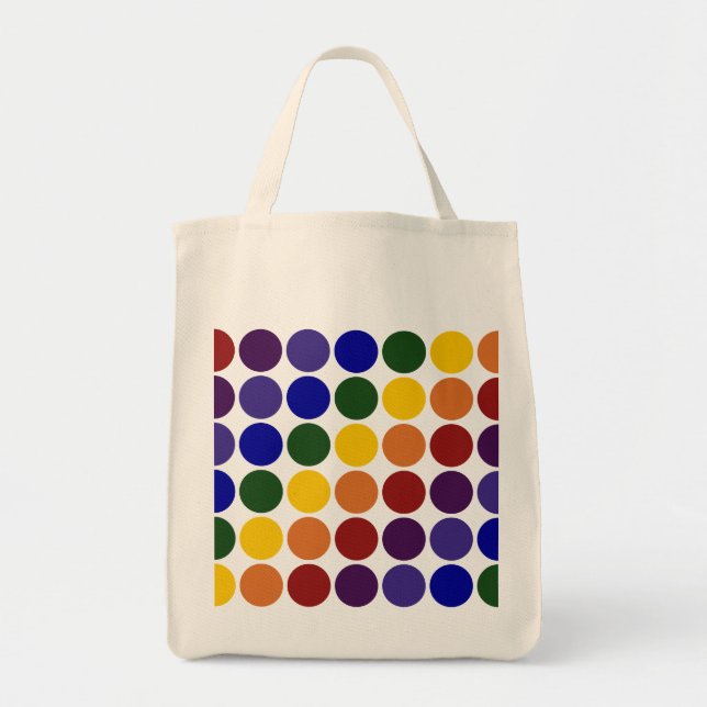 Rainbow Polka Dots on Gray Tragetasche (Vorne)