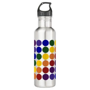 Rainbow Polka Dots on Gray Trinkflasche