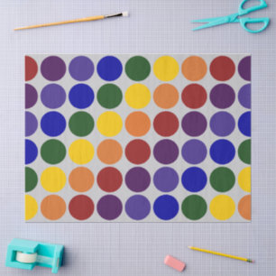 Rainbow Polka Dots on Grey Tissue Paper Seidenpapier