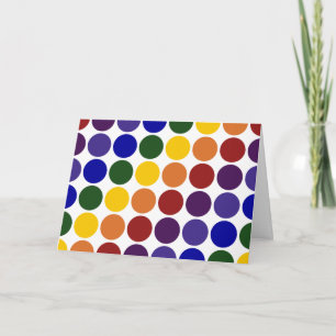 Rainbow Polka Dots on White Karte