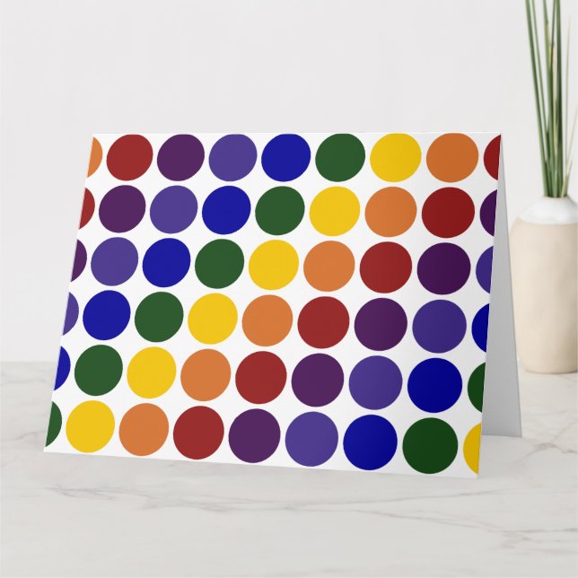 Rainbow Polka Dots on White Karte (Vorderseite)