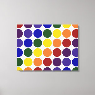 Rainbow Polka Dots on White Leinwanddruck