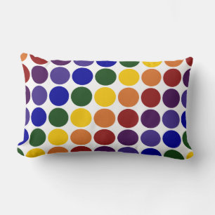 Rainbow Polka Dots on White Lendenkissen