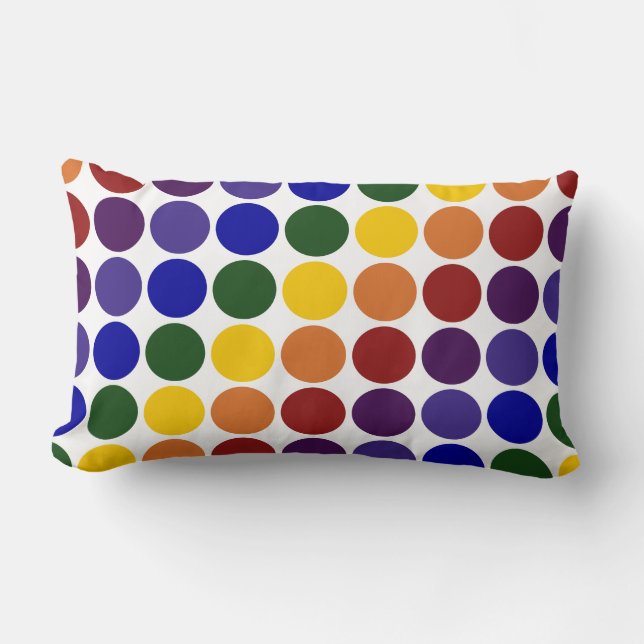 Rainbow Polka Dots on White Lendenkissen (Vorderseite)
