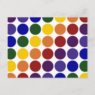 Rainbow Polka Dots on White Postkarte