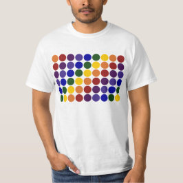 Rainbow Polka Dots on White T-Shirt