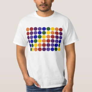 Rainbow Polka Dots on White T-Shirt