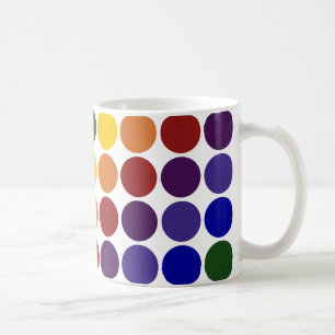 Rainbow Polka Dots on White Tasse