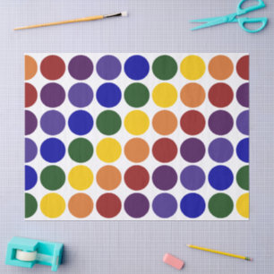 Rainbow Polka Dots on White Tissue Paper Seidenpapier