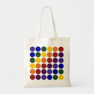 Rainbow Polka Dots on White Tragetasche