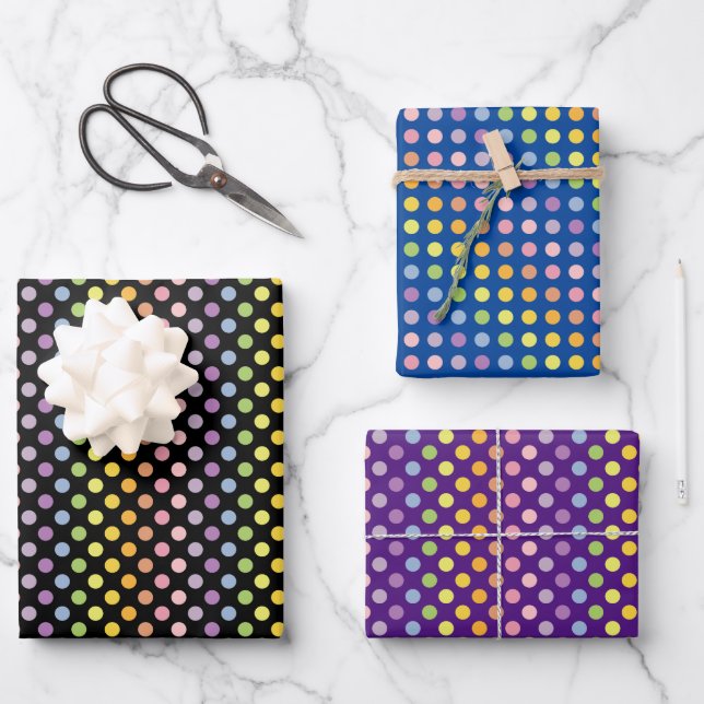Rainbow Polka Dots Pattern Geschenkpapier Set (Vorderseite)