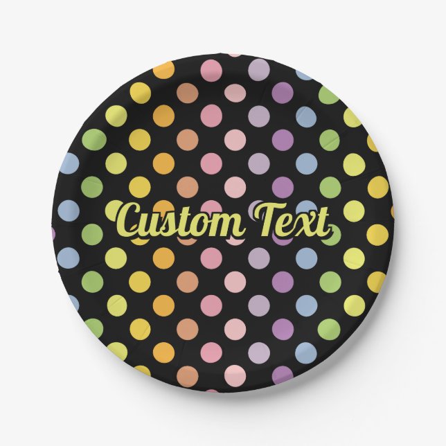 Rainbow Polka Dots Pattern Pappteller (Vorderseite)