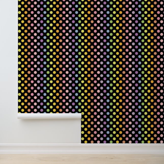 Rainbow Polka Dots Pattern Tapete (Anwendung)