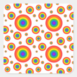Rainbow Polka Dots Quadratischer Aufkleber