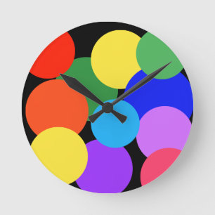 Rainbow Polka Dots Runde Wanduhr