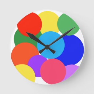 Rainbow Polka Dots Runde Wanduhr