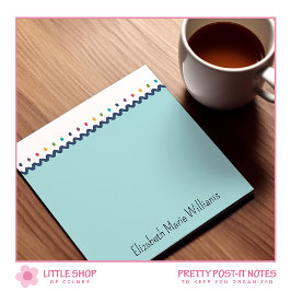 Rainbow Polka Dots Scalloped Border Personalisiert Post-it Klebezettel
