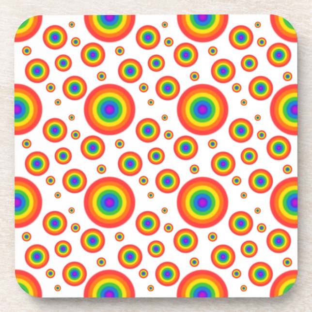 Rainbow Polka Dots Untersetzer (Vorderseite)